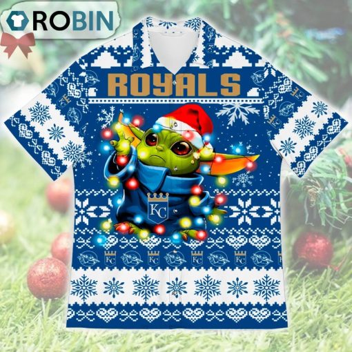 Kansas City Royals Baby Yoda Star Wars Ugly Christmas Design Short Sleeve Shirt