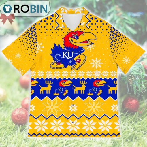 Kansas Jayhawks Ugly Christmas Design Short Sleeve Shirt