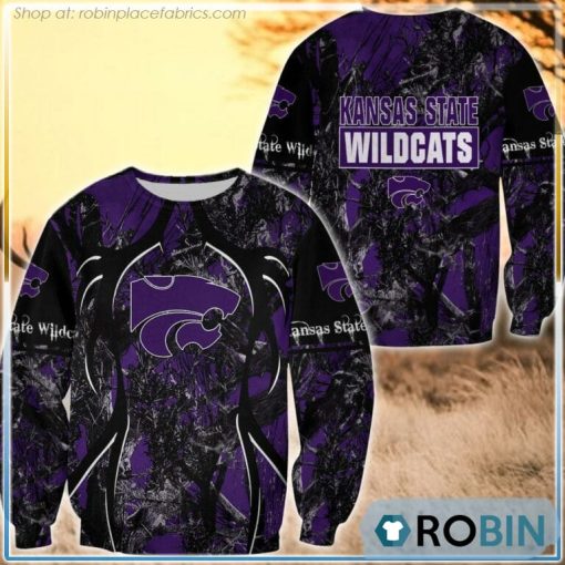 Kansas State Wildcats Hunting Pattern All Over Print Sweatshirt