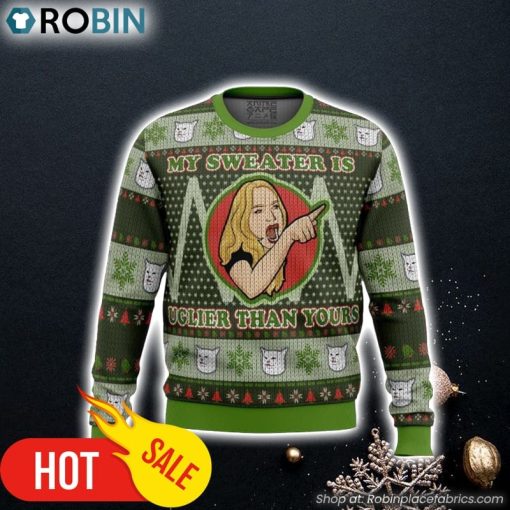Karen Yelling at Grumpy Cat Meme Ugly Christmas Sweater 3D For Men and Women