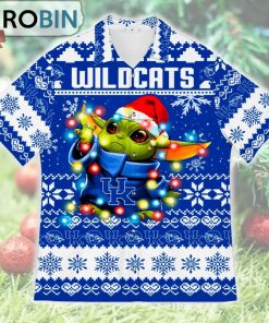 Kentucky Wildcats Baby Yoda Star Wars Ugly Christmas Design Short Sleeve Shirt