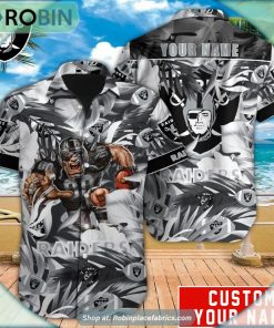 Las Vegas Raiders Tropical Leaf Mascot 3D Printed Summer Hawaiian Shirt
