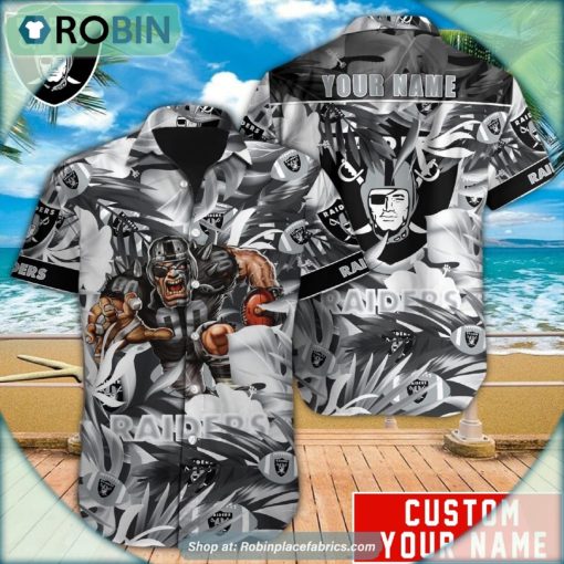 Las Vegas Raiders Tropical Leaf Mascot 3D Printed Summer Hawaiian Shirt