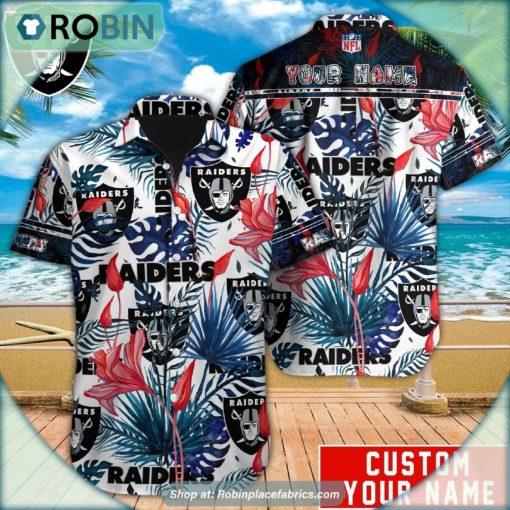 Las Vegas Raiders Tropical Leaf Pattern Hawaiian Shirt