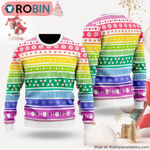 LGBT Rainbow Cozy Holiday Pattern Ugly Christmas Sweater