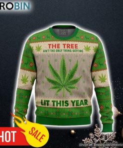 Lit This Year Weed Ugly Christmas Sweater 3D For Men and Women Lit This Year Weed Ugly Christmas Sweater 3D For Men and Women