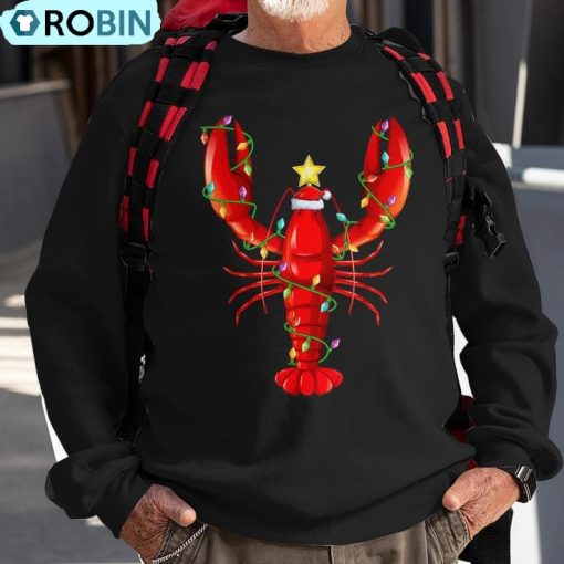 Lobster Lighting Xmas Tree Matching Lobster Christmas Ugly Christmas Sweatshirt