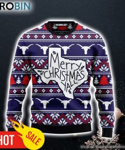 Longhorn Buffalo Christmas Ugly Sweater, Merry Christmas Yall Ugly Sweater Longhorn Buffalo Christmas Ugly Sweater, Merry Christmas Yall Ugly Sweater