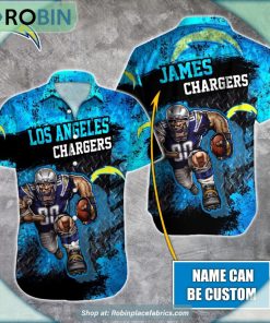 Los Angeles Chargers Mascot 3D Printed Summer Hawaiian Shirt Los Angeles Chargers Mascot 3D Printed Summer Hawaiian Shirt