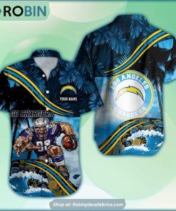 Los Angeles Chargers Mascot 3D Printed Summer Hawaiian Shirt Custom Los Angeles Chargers Mascot 3D Printed Summer Hawaiian Shirt Custom