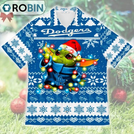 Los Angeles Dodgers Baby Yoda Star Wars Ugly Christmas Design Short Sleeve Shirt