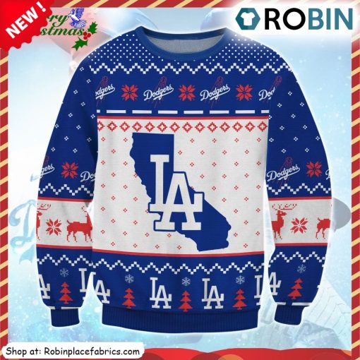 Los Angeles Dodgers State Ugly Christmas Sweatshirt, Sweater