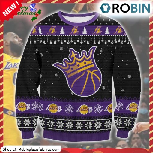 Los Angeles Lakers Crown Ugly Christmas Sweatshirt, Sweater