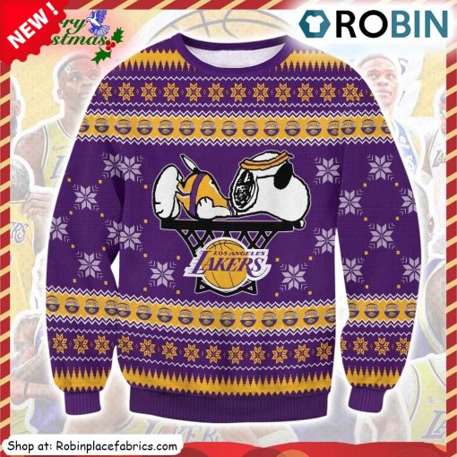 Los Angeles Lakers Snoopy Ugly Christmas Sweatshirt, Sweater