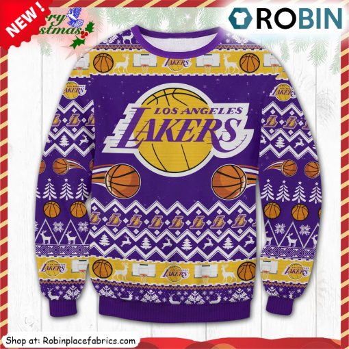 Los Angeles Lakers Vintage Ugly Christmas Sweatshirt, Sweater