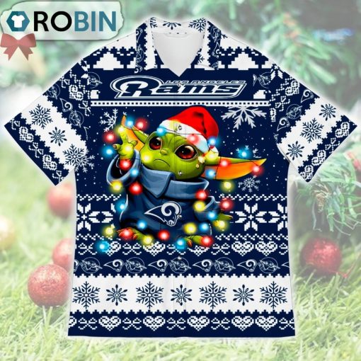 Los Angeles Rams Baby Yoda Star Wars Ugly Christmas Design Short Sleeve Shirt