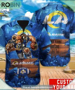 Los Angeles Rams Mascot Football NFL Hawaiian Shirt Los Angeles Rams Mascot Football NFL Hawaiian Shirt