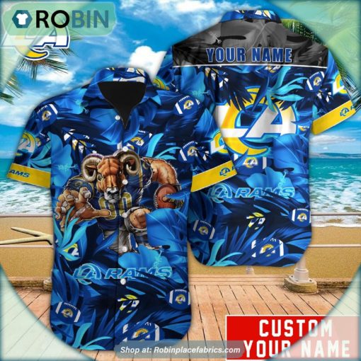 Los Angeles Rams Tropical Leaf Mascot 3D Printed Summer Hawaiian Shirt