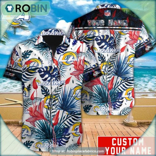 Los Angeles Rams Tropical Leaf Pattern Hawaiian Shirt