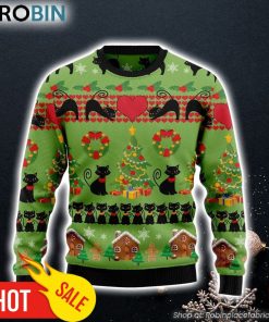 Love Black Cat Ugly Christmas Sweater Gift For Cat Lovers Lover Xmas Sweater Gift