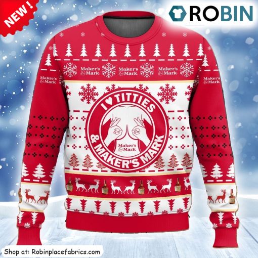 Makers Mark Titties Funny Ugly Christmas Sweatshirt, Sweater