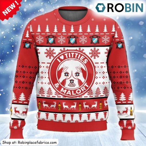 Malort Titties Funny Ugly Christmas Sweatshirt, Sweater