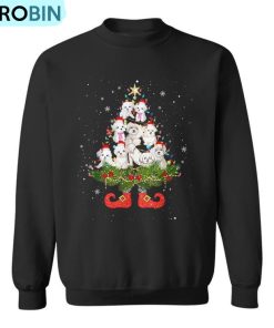 Maltese Christmas Tree Lights Cute Santa Hat Dog Lover Ugly Christmas Sweatshirt