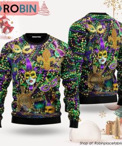 Mardi Gras Color Festival Ugly Christmas Sweater