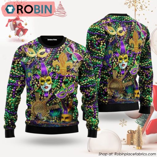 Mardi Gras Color Festival Ugly Christmas Sweater