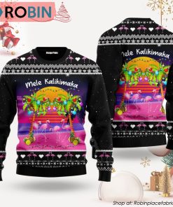 Mele Kalikimaka Flamingo Sunset Ugly Christmas Sweater