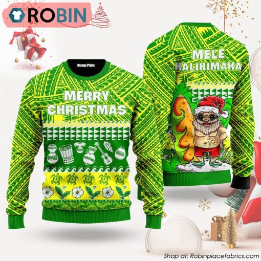 Mele Kalikimaka Flamingo Sunset Ugly Christmas Sweater, Xmas Gifts
