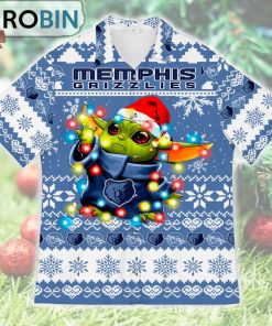 Memphis Grizzlies Baby Yoda Star Wars Ugly Christmas Design Short Sleeve Shirt