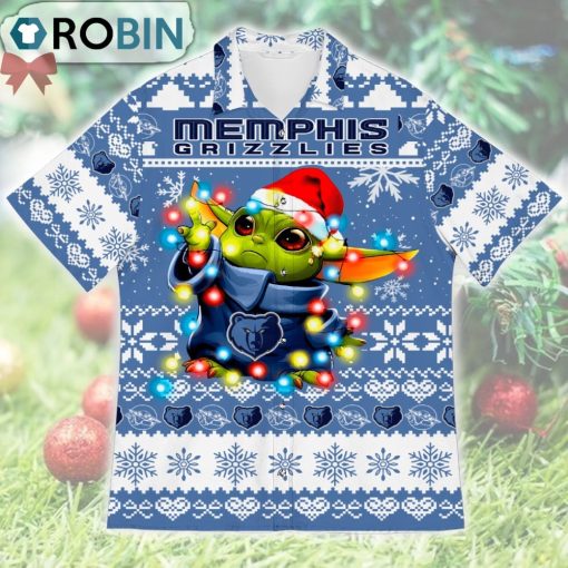 Memphis Grizzlies Baby Yoda Star Wars Ugly Christmas Design Short Sleeve Shirt