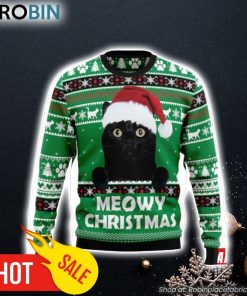 Meowy Black Cat Ugly Christmas Sweater 3D For Men and Women