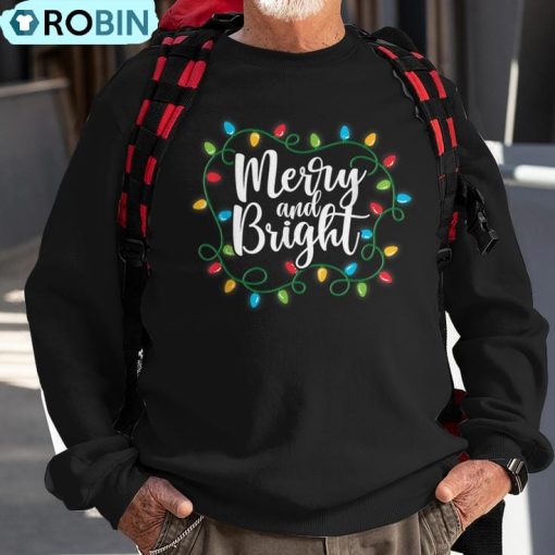 Merry And Bright Christmas Lights Family Matching Pajamas Ugly Christmas Sweatshirt