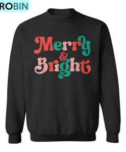 Merry And Bright Christmas Wavy Retro Christmas Xmas Holiday Ugly Christmas Sweatshirt