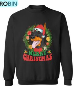 Merry Christmas Doberman Santa Hat Dog Lovers Ugly Sweater Ugly Christmas Sweatshirt