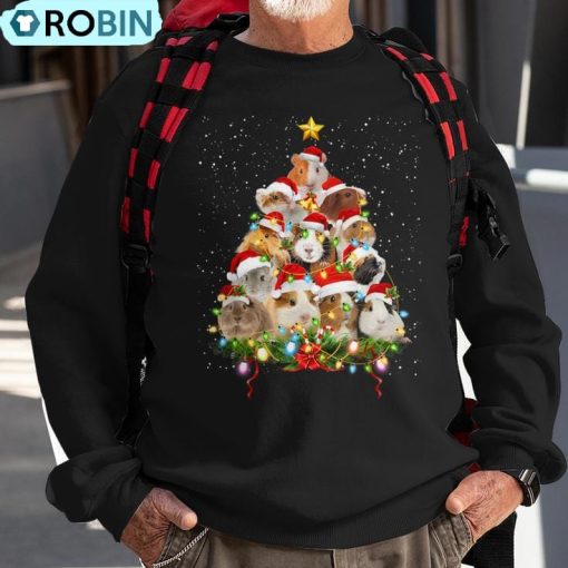 Merry Christmas Guinea Pig Christmas Ornament Tree Santa Ugly Christmas Sweatshirt