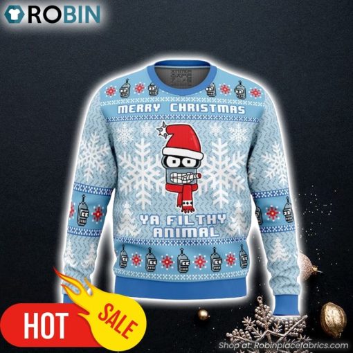 Merry Christmas Ya Filthy Animal Futurama Ugly Christmas Sweater 3D For Men and Women