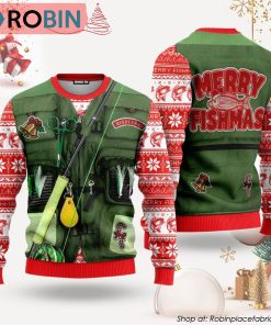 Merry Fishmas Fishing Costume Ugly Christmas Sweater