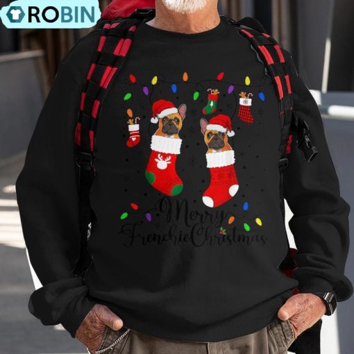 Merry Frenchie Christmas French Bulldog Xmas Party Ugly Christmas Sweatshirt