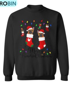 Merry Frenchie Christmas French Bulldog Xmas Party Ugly Christmas Sweatshirt