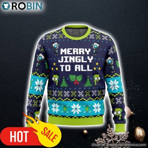 Merry Jingly Invader Zim Ugly Christmas Sweater 3D For Men and Women
