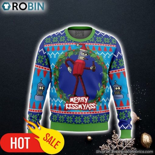 Merry Kissmyass Futurama Ugly Christmas Sweater 3D For Men and Women