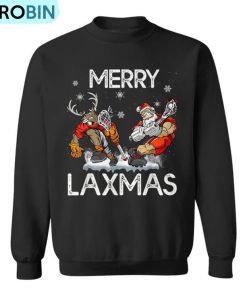 Merry Laxmas Ugly Christmas Lacrosse Santa Reindeer Ugly Christmas Sweatshirt