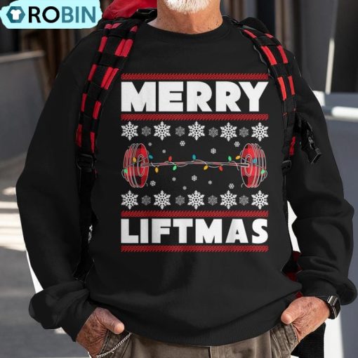 Merry Liftmas Christmas Gym Workout Fitness Ugly Christmas Sweatshirt