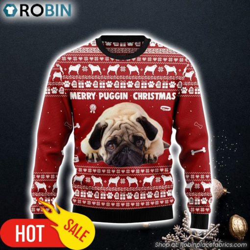 Merry Puggin Christmas Ugly Christmas Sweater Gift For Dog Lovers