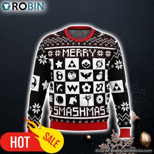 Merry Smashmas Super Smash Bros Ugly Christmas Sweater 3D For Men and Women