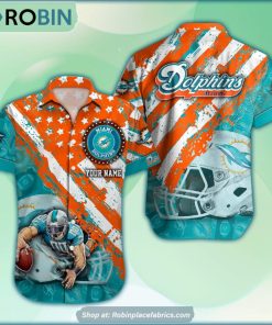 Miami Dolphins Mascot American Flag NFL Hawaiian Shirt Miami Dolphins Mascot American Flag NFL Hawaiian Shirt