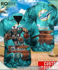 Miami Dolphins Mascot Football NFL Hawaiian Shirt Miami Dolphins Mascot Football NFL Hawaiian Shirt